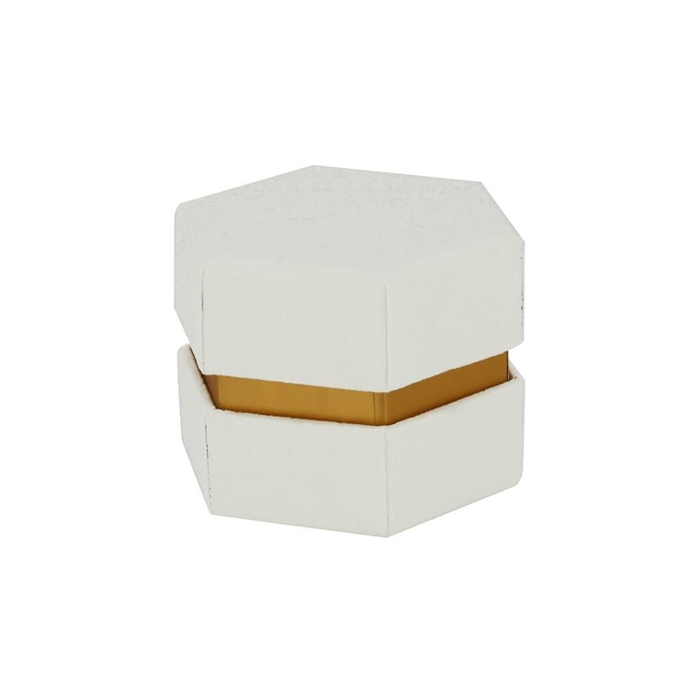 SCATOLA ESAGONALE 10XH7.5 VELLUTO BIANCA MARTELLATA